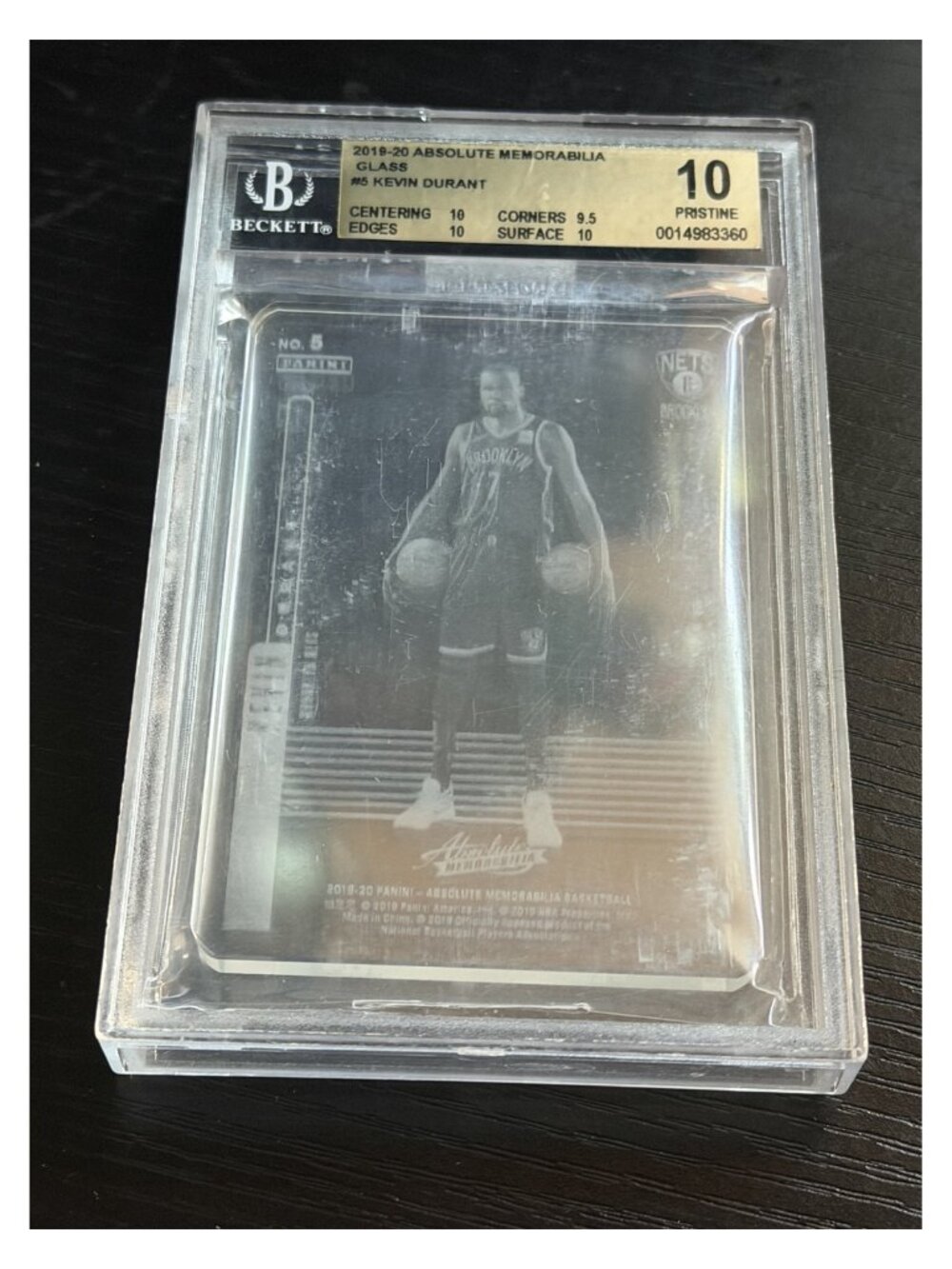 2019-20 Panini Absolute Glass Kevin Durant #5 BGS 10 Pristine Gold Label